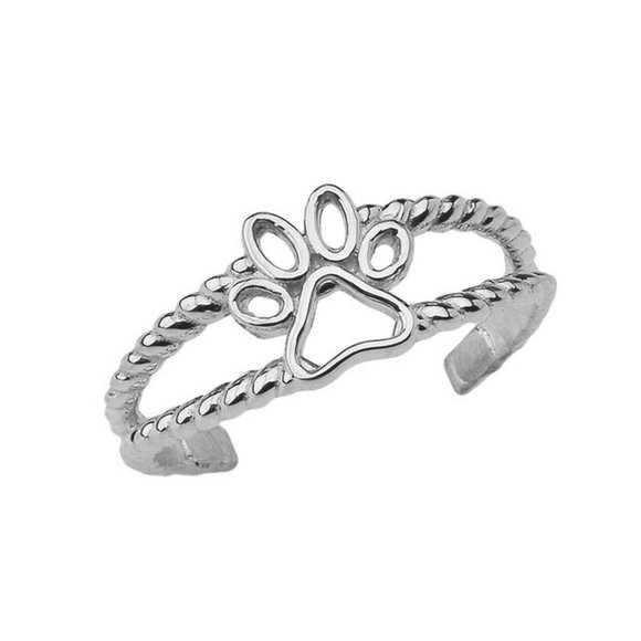 14k Solid Gold Dog Paw Rope Toe Ring Finger